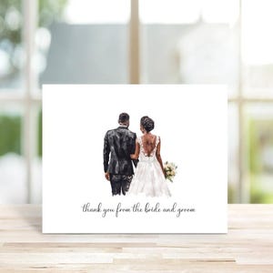 Cartes de remerciement pour mariage, Robe de mariée, Bohème, Je viens de se marier, Mariage, Cartes de remerciement, Shower de bébé, Aquarelle, Mariée, Marié