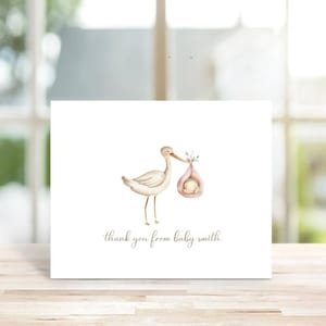 Cartes De Remerciement Bébé, Cartes De Remerciement Nouveau Bébé, Faire-Part De Bébé, Nouveau Bébé, Petite Fille, Cigogne, Cartes De Remerciement