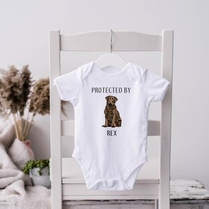 Chocolate Lab Bodysuit, Labrador Retriever, Dog Shirt, Dog Shirt for Kids, New Baby Gift,  Gift for New Baby, Dog Lovers, Protected By