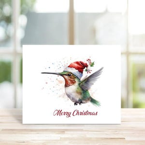 Cartes de Noël, Cartes de Noël Colibri, Cartes de Noël, Cartes de vœux, Cartes de Noël, Fait main, Aquarelle, Colibris