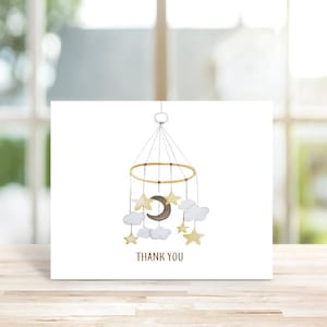 Cartes de remerciement pour baby shower, Sexe neutre, Lune, Merci de bébé, Bébé bohème, Mots de remerciement bébé, Cartes de remerciement bébé, Mobile
