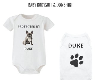 Baby and Dog Outfit, Matching Outfit, Dog Brother, Dog Sister, French Bulldog, Puppy, Matching Set, Baby Shower Gift, Best Friends