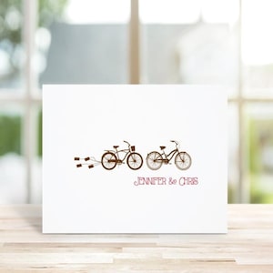 Cartes de remerciement pour mariage à vélo, Vélo tandem, Cartes de remerciement pour shower de mariage à vélo, Cartes de remerciement pour vélo, Cartes de mariage rustiques
