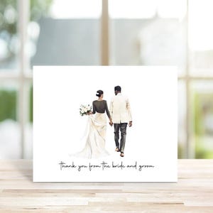 Cartes de remerciement pour mariage, Robe de mariée, Bohème, Je viens de se marier, Mariage, Cartes de remerciement, Shower de bébé, Aquarelle, Mariée, Marié