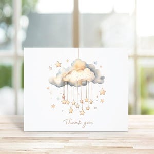 Cartes de remerciement pour baby shower, Sexe neutre, Lune, Merci de bébé, Bébé bohème, Mots de remerciement bébé, Cartes de remerciement bébé, Mobile