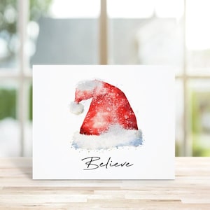 Santa Christmas Cards, Santa Claus, Christmas Cards, Holiday Cards, Santa, Watercolor, Traditional Santa, Rustic Christmas, Santa Hat
