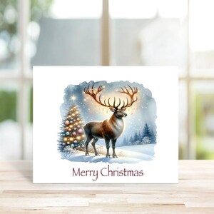 Deer Christmas Cards, Reindeer, Deer, Reindeer, Christmas Cards, Bird Christmas Cards, Holiday Cards Deer Cards,  Holiday Card Set, Handmade