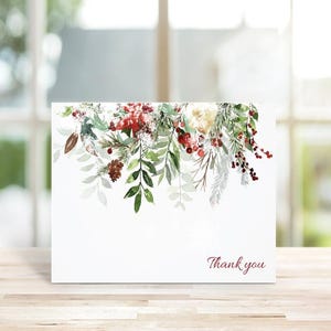 Cartes de remerciement, Cartes de remerciement de Noël, Aquarelle, Cartes, Noël bohème, Cartes de Noël rustiques, Cartes de Noël, Notes de remerciement