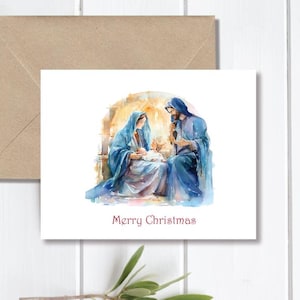 Christmas Cards, Nativity Christmas Cards, Religious Christmas Cards, Religious, Holiday Cards, Watercolor, Traditional