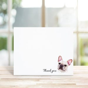 Mots de remerciement, Cartes de correspondance Bouledogue français, Bouledogues français, Papeterie Bouledogue français, Chiens, Papeterie pour chien, Cartes de chien, Cartes de correspondance