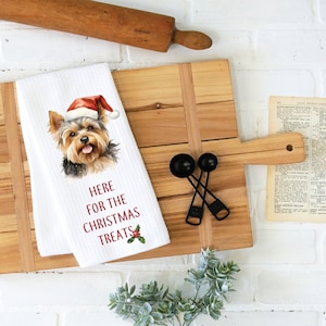 Yorkie, Yorkshire Terrier, Yorkie Christmas Towel, Kitchen Towel, Christmas Dish Towel, Dog Dish Towels, Dog Lovers, Christmas Towel