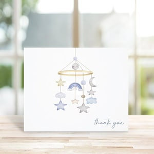 Cartes De Remerciement Pour Fête Prénatale, Sexe neutre, Lune, Remerciements De Bébé, Bébé Bohème, Bébé Garçon, Mots De Remerciement Bébé, Cartes De Remerciement Bébé, Mobile