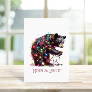 Cartes de Noël avec ours, Jeu de cartes pour les fêtes, Ours noirs, Ours, Cartes de Noël avec ours, Cartes de Noël, Cartes de Noël rigolotes, Fait main