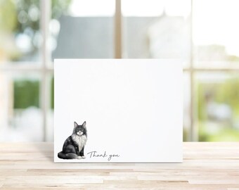 Cat Lover Gift, Maine Coon, Cat Owners, Cat Stationery, Personalized Note Cards, Cat Note Cards, Stationery, Cats, Thank You Notes