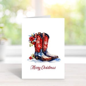 Watercolor Cowboy Boots Christmas Cards: Country Holiday Set