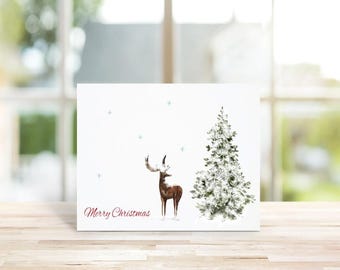 Deer Christmas Cards, Reindeer, Deer, Christmas Cards, Holiday Cards, Christmas Card Set, Deer Cards,  Holiday Card Set, Handmade
