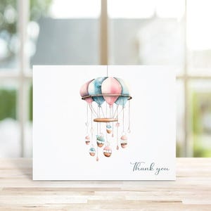 Cartes De Remerciement Pour Fête Prénatale, Genre neutre, Montgolfière, Remerciements De Bébé, Bébé Bohème, Mots De Remerciement Bébé, Cartes De Remerciement Bébé, Mobile