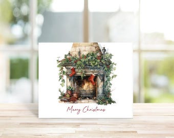 Christmas Cards, Fireplace Christmas Cards, Christmas Cards, Holiday Cards, Christmas Cards, Handmade, Fireplace, Christmas Stockings