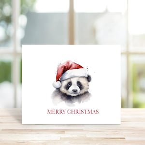 Cartes de Noël, Panda, Cartes de vœux, Cartes de Noël Panda, Aquarelle, Amoureux des pandas, Jeu de cartes de vœux, Vacances, Fait main