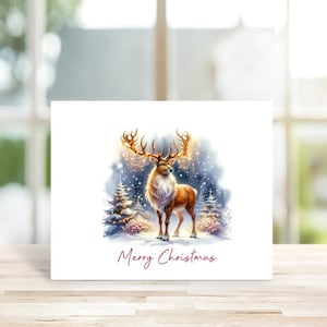 Deer Christmas Cards, Reindeer, Deer, Reindeer, Christmas Cards, Bird Christmas Cards, Holiday Cards Deer Cards,  Holiday Card Set, Handmade