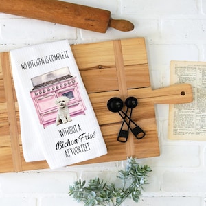 Bichon Frisé Kitchen Towel, Valentine&#39;s Day, Kitchen Towel, Valentine Dish Towel, Dog Dish Towels, Bichon Frisé , Towel, Kitchen Towel