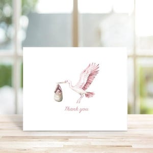 Cartes De Remerciement Bébé, Cartes De Remerciement Nouveau Bébé, Faire-Part De Bébé, Nouveau Bébé, Petite Fille, Cigogne, Cartes De Remerciement