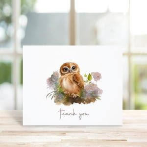 Fête Prénatale, Cartes De Remerciement Pour Fête Prénatale, Chouette, Cartes De Remerciement, Cartes De Remerciement Hibou, Zoo, Animaux, Faire-Part De Naissance