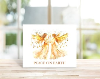 Christmas Cards, Angels, Horns, Holiday Cards, Rustic Christmas,  Angel Cards, Christmas Card Sets,  Holiday Card Sets,  Angel Horn