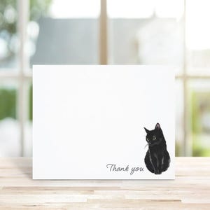Cadeau pour amoureux des chats, Chat noir, Papeterie chat, Papeterie, Cartes de correspondance personnalisées, Cartes de correspondance chat, Papeterie, Mots de remerciement, Chats