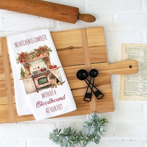 Bloodhound Christmas Kitchen Towel: Dog Lover Gift