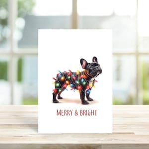 Cartes de Noël chien, jeu de cartes pour les fêtes, chiens, papeterie chien, cartes chien, cartes de Noël chiens, animaux de compagnie, cartes de Noël bouledogue français