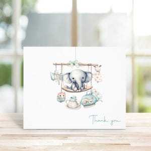 Cartes de remerciement pour shower de bébé, sexe neutre, Éléphant, Merci pour bébé, Bébé bohème, Mots de remerciement bébé, Cartes de remerciement bébé, Fille, Garçon