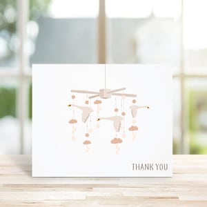 Cartes de remerciement pour baby shower, Merci pour bébé, bébé bohème, cigogne, cygne, mots de remerciement bébé, oies, cartes de remerciement, nouveau bébé