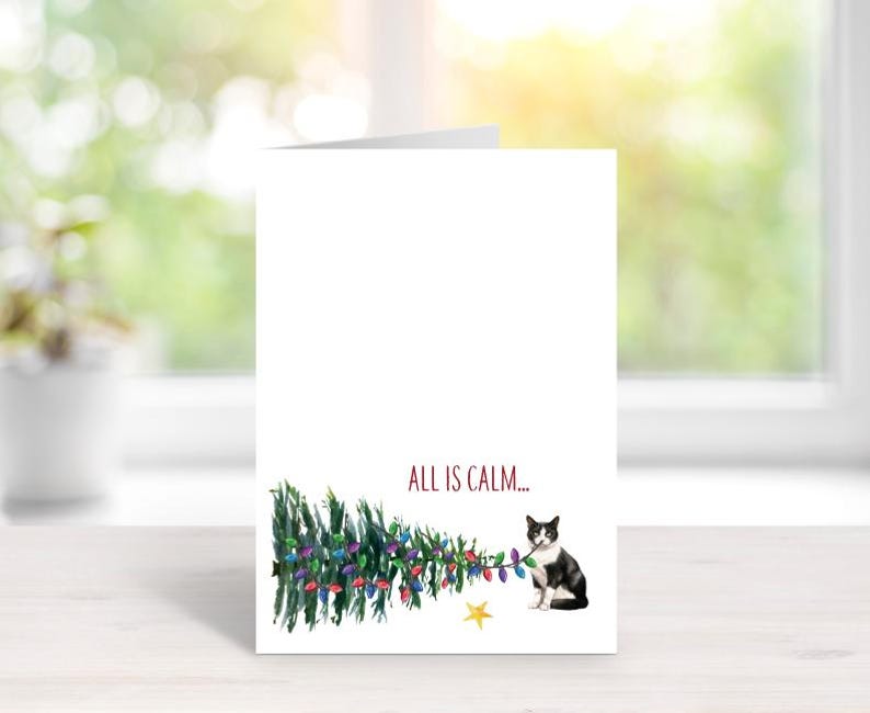 Tuxedo Cat Christmas Cards image 1