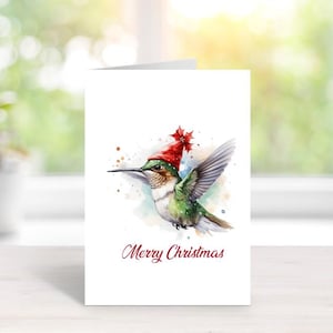 Cartes de Noël, Cartes de Noël Colibri, Cartes de Noël, Cartes de vœux, Cartes de Noël, Fait main, Aquarelle, Colibris