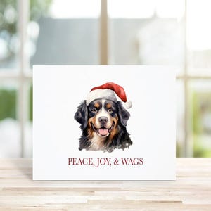 Cartes de Noël chien, jeu de cartes pour les fêtes, chiens, papeterie chien, cartes chien, cartes de Noël chiens, animaux de compagnie, cartes de Noël bouvier bernois