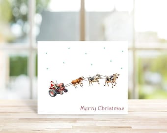 Cow Christmas Cards, Holiday Cards, Christmas Card, Cows, Watercolor, Holiday Card Set, Handmade, Farm Christmas Cards, Farmers, Tractors
