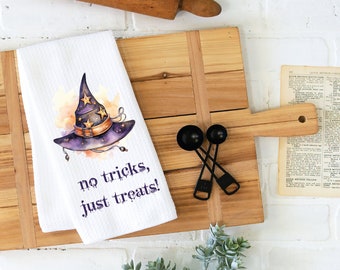 Halloween Decor, Halloween Dish Towel, Tea Towel, Towel, Kitchen Towel, Witch's Hat, Watercolor, Halloween Kitchen Towel, Halloween