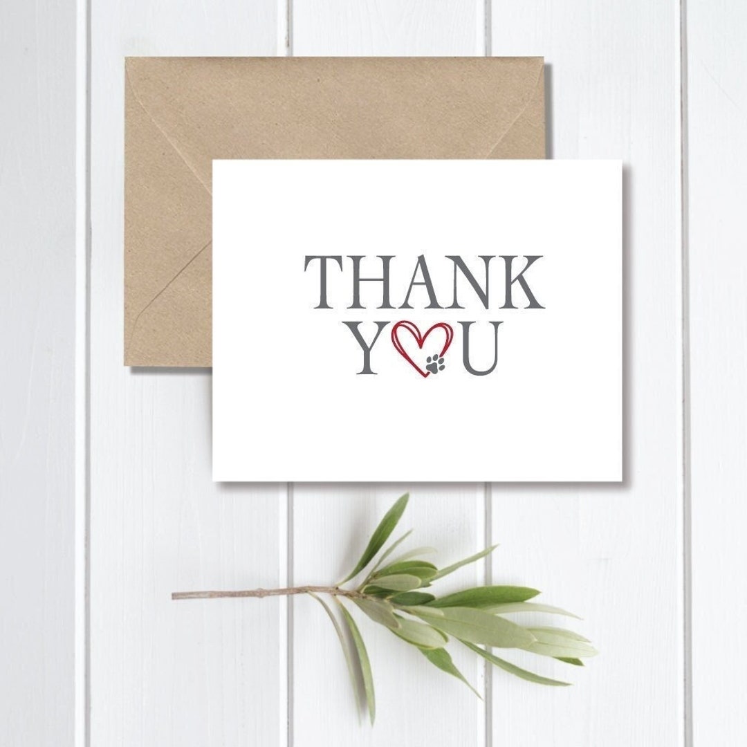 Dog Thank You Cards, Dog Lovers, Thank You Cards, Dog Paw Prints, Dog