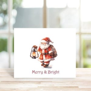 Christmas Cards, Holiday Cards, Santa Christmas Cards, Ice Skating, Christmas Card Sets, Watercolor, Handmade, Traditional Christmas Cards