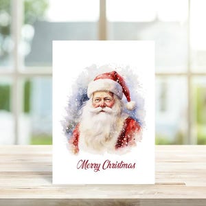 Christmas Cards, Holiday Cards, Santa Christmas Cards, Ice Skating, Christmas Card Sets, Watercolor, Handmade, Traditional Christmas Cards