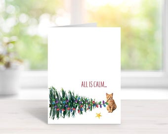 Tarjetas navideñas de gato atigrado