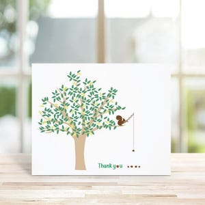 Squirrels, Squirrel Note Cards,  Thank You Cards, Squirrel Thank You Cards,  Squirrels, Personalized Note Cards, Trees, Squirrrel Stationery