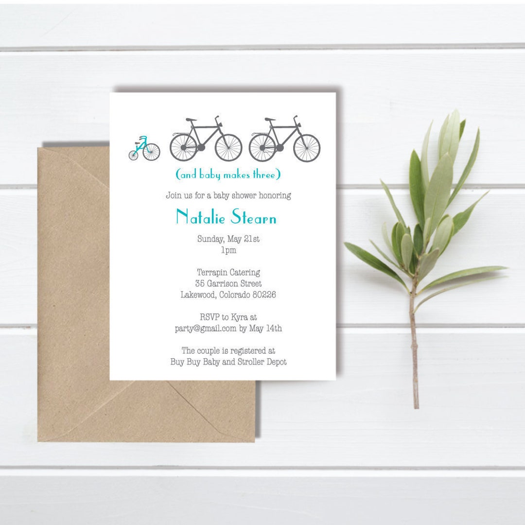 Bicycle Baby Invitation, Bike, Tricycle, Invitations, Baby Shower