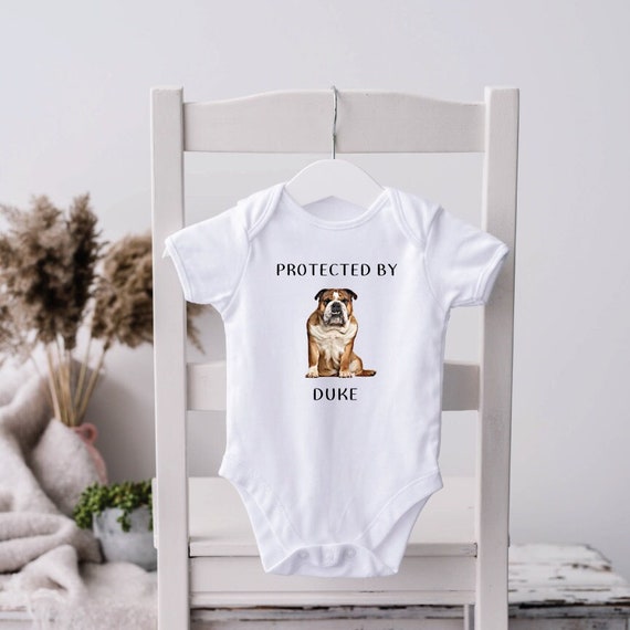 Bulldog Bodysuit Dog Shirt Dog Shirt for Kids New Baby Gift Baby Boy Gift for New Baby Dog Lovers English Bulldogs Proteced By