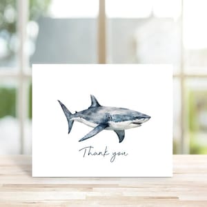 Cartes de remerciement pour baby shower, Sexe neutre, Requin, Papeterie requin, Vie marine, Créatures marines, Merci pour bébé, Cartes de remerciement