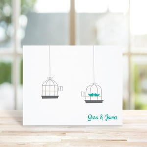 Oiseaux d'amour, Cartes de remerciement pour mariage, Shower nuptiale, Cartes de remerciement, Mots de remerciement, Tourtereaux, Mariage abordable, Fait main