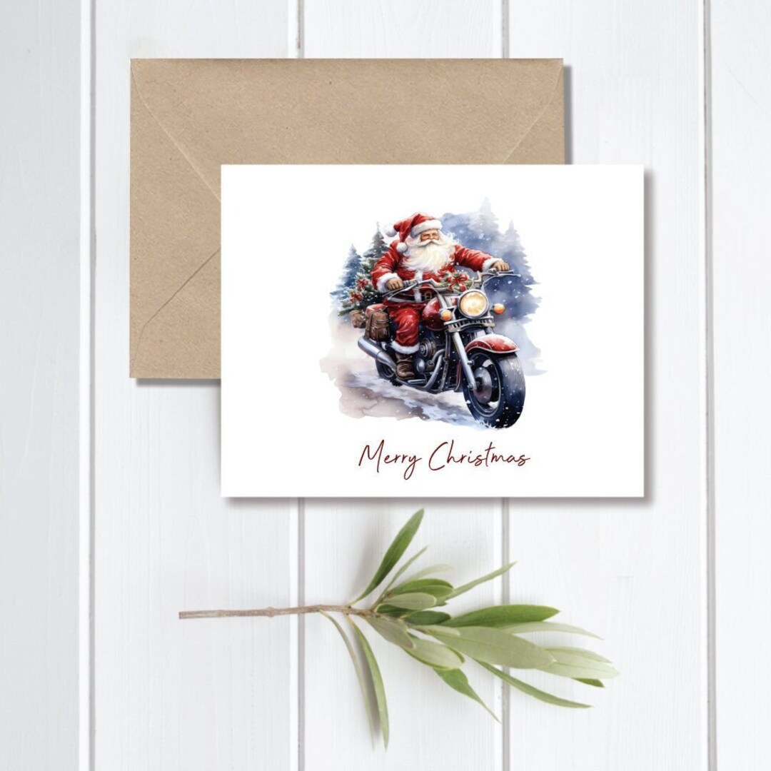 Stonehouse Collection Motorcycle Christmas Cards - Motorcycle Cards - 18 Christmas Cards & Envelopes - USA Made (Santa Gang