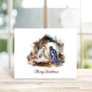 Christmas Cards, Nativity Scene, Nativity Christmas Cards, Religious Christmas Cards, Religious, Holiday Cards, Watercolor, Traditional