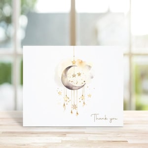 Cartes de remerciement pour baby shower, Sexe neutre, Lune, Merci de bébé, Bébé bohème, Mots de remerciement bébé, Cartes de remerciement bébé, Mobile
